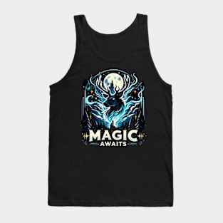 Magic Awaits - Mystical Stag by the Full Moon Tank Top